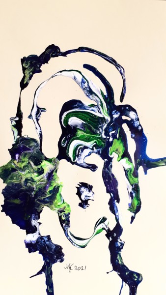 Schilderij getiteld "Lost in space" door Marianne Huizinga, Origineel Kunstwerk, Acryl