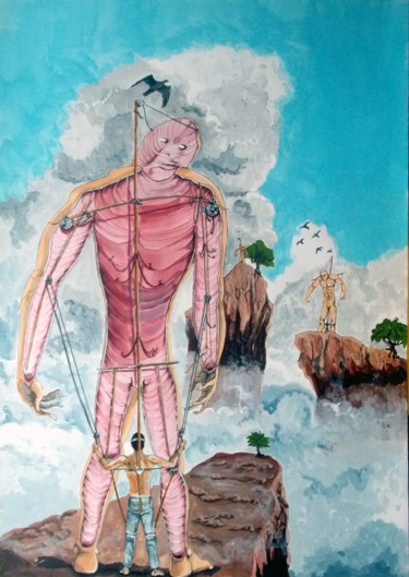 FRAGILES COLOSSUS Peinture intitulée "FRAGILES COLOSSUS" par Lazaro Hurtado, Œuvre d'art originale, Acrylique