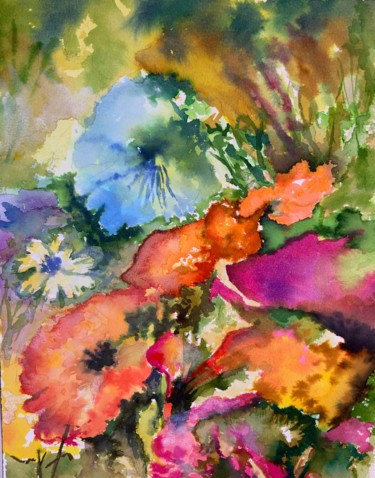 Schilderij getiteld "Fleurs." door Michel Kulisa, Origineel Kunstwerk, Inkt