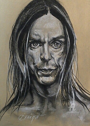 Dessin intitulée "Iggy pop" par Isabelle Derangere, Œuvre d'art originale, Pastel