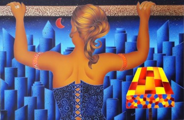 Malerei mit dem Titel "Looking in Park Ave…" von Kino Mistral, Original-Kunstwerk, Öl