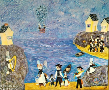 Peinture acrylique sur toile "Bretagne, pays des minoudens" Peinture intitulée "Peinture acrylique…" par Oxana Mustafina, Œuvre d'art originale, Acrylique