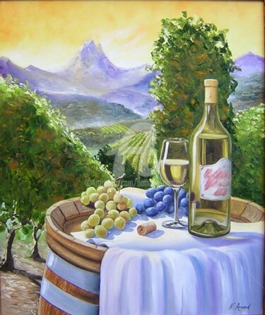 Peinture intitulée "Le nectar de Bacchus" par Nathalie Armand, Œuvre d'art originale, Huile