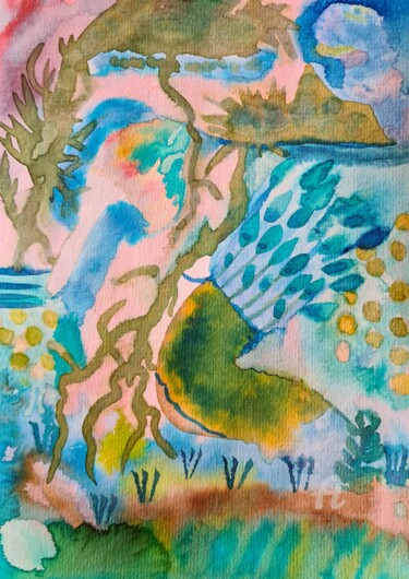 绘画 标题为“Le Jardin des Hespé…” 由Elise Vincent, 原创艺术品, 墨