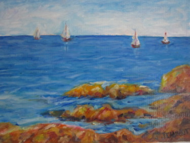 voiliers sur la Méditerranée Peinture intitulée "voiliers sur la Méd…" par Joel Jeanniot, Œuvre d'art originale, Huile