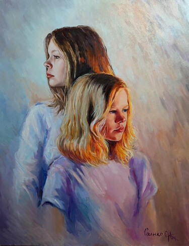 Pittura intitolato "Сестры" da Olga Saenko, Opera d'arte originale, Olio
