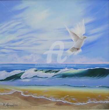 Painting titled "Paix" by Nathalie Armand, Original Artwork, Oil