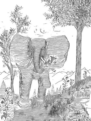 图画 标题为“Totophant édition 1%” 由Thomas Blondeau-Dumoulin, 原创艺术品, 铅笔 安装在木板上