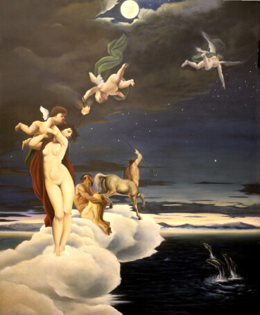 Painting titled "LUNA 4" by Costapintor, Original Artwork, Oil