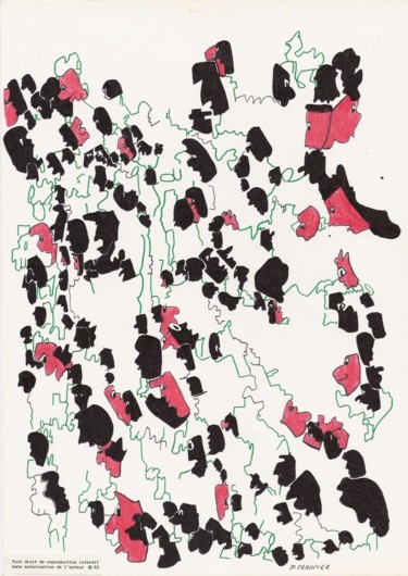 图画 标题为“People” 由Dominique Frampier, 原创艺术品, 圆珠笔