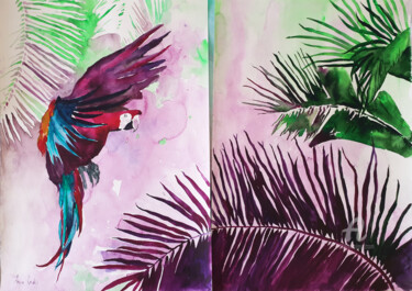 Parrot 绘画 标题为“Parrot” 由Anna Radis (Anna Radis Art), 原创艺术品, 水彩