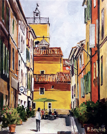 Peinture intitulée "Bandol, l'église" par Pascal Brachet, Œuvre d'art originale, Huile
