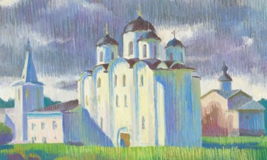 Pittura intitolato "V. Novgorod" da Kristina Korò, Opera d'arte originale, Tempera
