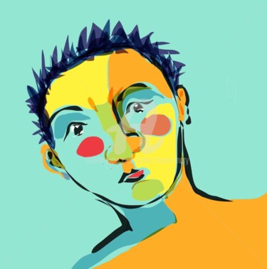 Arts numériques intitulée "Visages 23" par Anne-Marie Mary, Œuvre d'art originale, Peinture numérique