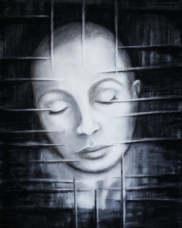 제목이 "Résilience..."인 그림 Mina Saouti로, 원작, 숯