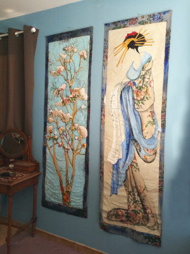 Tenture japon souvenir lointain 제목이 "Tenture japon souve…"인 미술작품 Joelle Morisset로, 원작, 아크릴