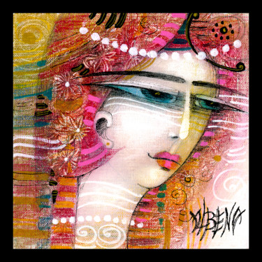 Profil aux perles Peinture intitulée "Profil aux perles" par Albena Vatcheva, Œuvre d'art originale, Huile Monté sur Châssis en bois