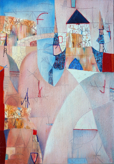 Old city Original Acryl ÖL auf Leinwand 100 x 70 cm, 5 Painting titled "Old city Original…" by Emil Hasenrick, Original Artwork, Acrylic Mounted on Other rigid panel