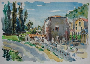 Painting titled "Laroque-des-Arcs, l…" by Vincent Dumolard, Original Artwork, Watercolor