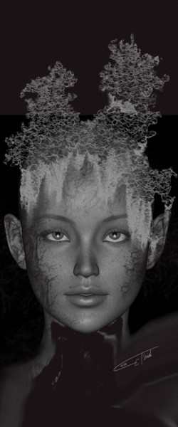 数字艺术 标题为“Forestwoman---LE 1/…” 由Carola Eleonore Thiele, 原创艺术品, 2D数字工作 安装在其他刚性面板上