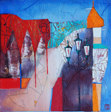 Old city Original Acryl ÖL auf Leinwand 30 x 30 cm, 17 Painting titled "Old city Original…" by Emil Hasenrick, Original Artwork, Acrylic Mounted on Other rigid panel