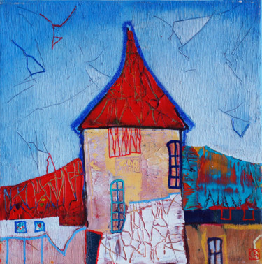 Old city Original Acryl ÖL auf Leinwand 30 x 30 cm, 18 绘画 标题为“Old city Original…” 由Emil Hasenrick, 原创艺术品, 丙烯 安装在其他刚性面板上