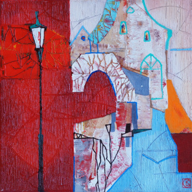 Old city Original Acryl ÖL auf Leinwand 30 x 30 cm, 23 Painting titled "Old city Original…" by Emil Hasenrick, Original Artwork, Acrylic Mounted on Other rigid panel