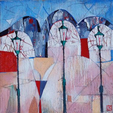 Old city Original Acryl ÖL auf Leinwand 30 x 30 cm, 31 绘画 标题为“Old city Original…” 由Emil Hasenrick, 原创艺术品, 丙烯 安装在其他刚性面板上