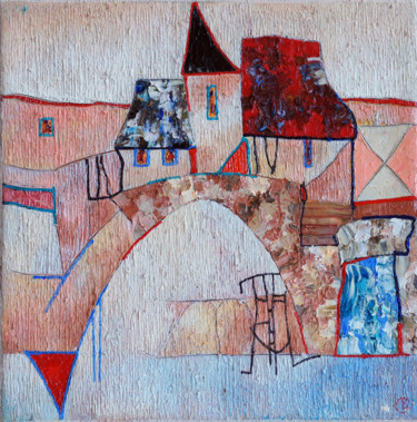 Old city Original Acryl ÖL auf Leinwand 30 x 30 cm, 33 绘画 标题为“Old city Original…” 由Emil Hasenrick, 原创艺术品, 丙烯 安装在其他刚性面板上