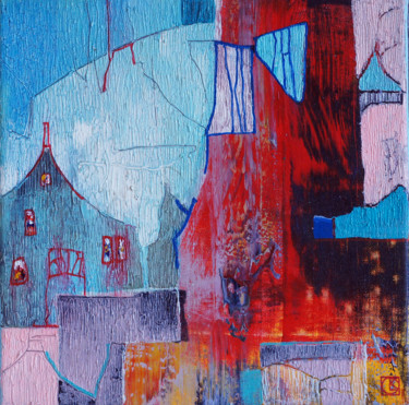 Old city Original Acryl ÖL auf Leinwand 30 x 30 cm, 35 绘画 标题为“Old city Original…” 由Emil Hasenrick, 原创艺术品, 丙烯 安装在其他刚性面板上