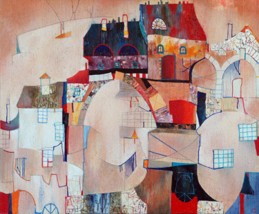Old city Original Acryl ÖL auf Leinwand 100 x 120 cm, 1 Painting titled "Old city Original…" by Emil Hasenrick, Original Artwork, Acrylic Mounted on Other rigid panel