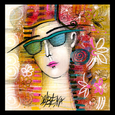 绘画 标题为“Lunettes bleues” 由Albena Vatcheva, 原创艺术品, 油 安装在木质担架架上