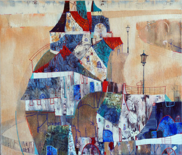Old city Original Acryl ÖL auf Leinwand 110 x 130 cm, 1 绘画 标题为“Old city Original…” 由Emil Hasenrick, 原创艺术品, 丙烯 安装在其他刚性面板上