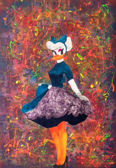绘画 标题为“Daisy Duck in Blue…” 由Michel Meppelink, 原创艺术品, 丙烯