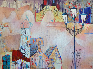 Old city Original Acryl ÖL auf Leinwand 60 x 80 cm, 1 绘画 标题为“Old city Original…” 由Emil Hasenrick, 原创艺术品, 丙烯 安装在其他刚性面板上