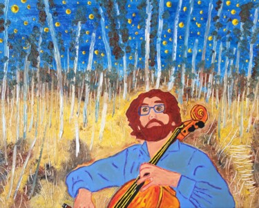 「#Le violoncelliste」というタイトルの絵画 François Martignéによって, オリジナルのアートワーク, オイル