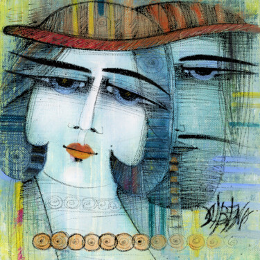 Painting titled "Fusion" by Albena Vatcheva, Original Artwork, Oil Mounted on Wood Stretcher frame