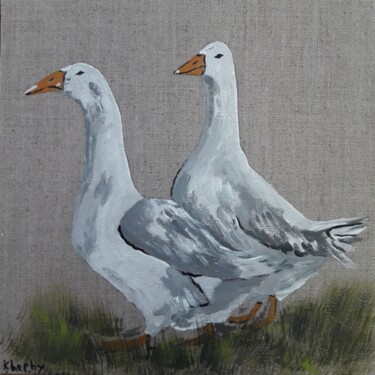 couple d'oies 「couple d'oies」というタイトルの絵画 Christine Ranchoux Soleillantによって, オリジナルのアートワーク, アクリル