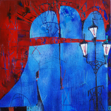 Old city Original Acryl ÖL auf Leinwand 50 x 50 cm, 23 绘画 标题为“Old city Original…” 由Emil Hasenrick, 原创艺术品, 丙烯 安装在其他刚性面板上