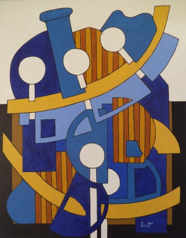 Malerei mit dem Titel "Usine" von Michel Marant, Original-Kunstwerk, Acryl Auf Keilrahmen aus Holz montiert