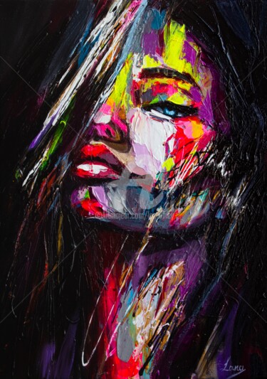 Painting titled "Between the lines" by Lana Frey, Original Artwork, Acrylic Mounted on Wood Stretcher frame