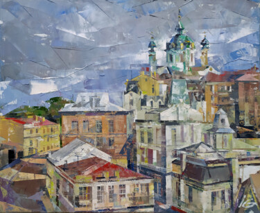Painting titled "Triptych «KYIV»  pa…" by Volodymyr Glukhomanyuk, Original Artwork, Oil