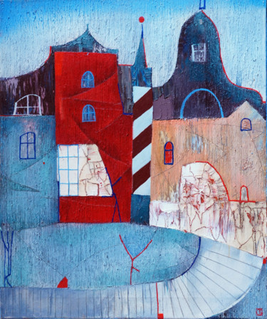 Old city Original Acryl ÖL auf Leinwand 60 x 50 cm, 1 绘画 标题为“Old city Original…” 由Emil Hasenrick, 原创艺术品, 丙烯 安装在其他刚性面板上