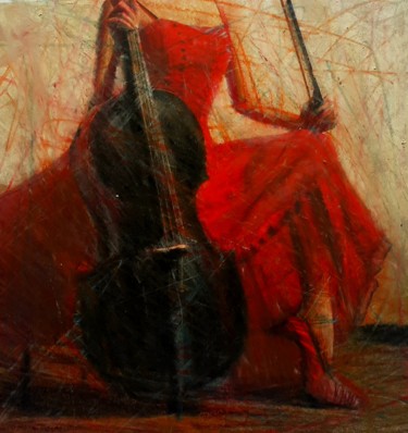 绘画 标题为“il violoncello” 由Fabrizio Avena, 原创艺术品, 粉彩