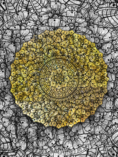 Painting titled "Mandala Yoga Chakra…" by Tony Rubino, Original Artwork, Acrylic Mounted on Wood Stretcher frame