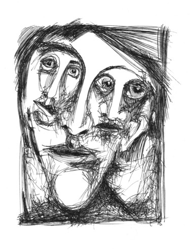 Masque vaccin 1 Dessin intitulée "Masque vaccin 1" par Pierre Andrillon (Jasinski), Œuvre d'art originale, Encre