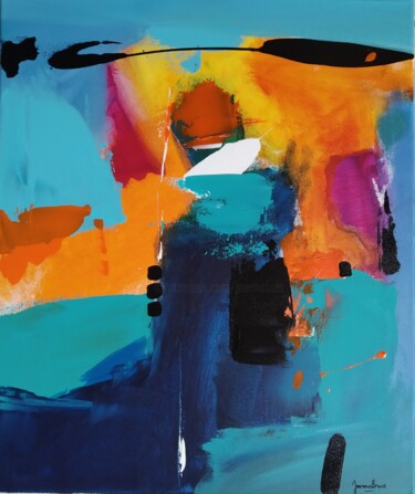 Painting titled "Bleuets des champs" by Joanna Buis, Original Artwork, Acrylic Mounted on Wood Stretcher frame