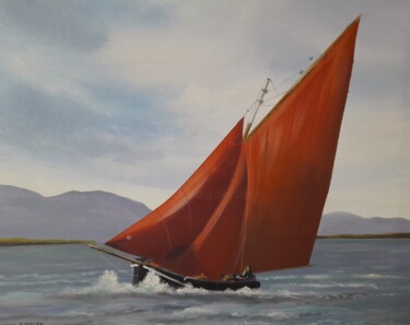 Schilderij getiteld "Evening sailing" door Cathal O Malley, Origineel Kunstwerk, Acryl
