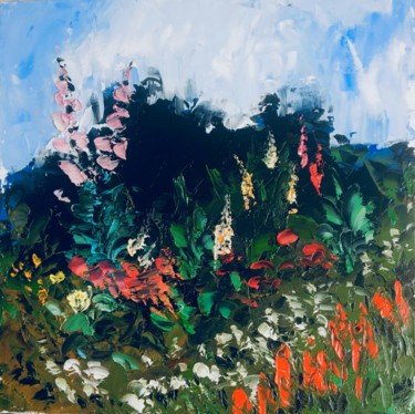 Painting titled "garden after rain" by Marina Babintseva, Original Artwork, Oil