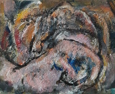 main ropose sur le crâne Peinture intitulée "main ropose sur le…" par Sam Keusseyan, Œuvre d'art originale, Acrylique
